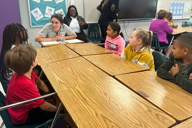 students at Edisto Primary School learn from virtual course