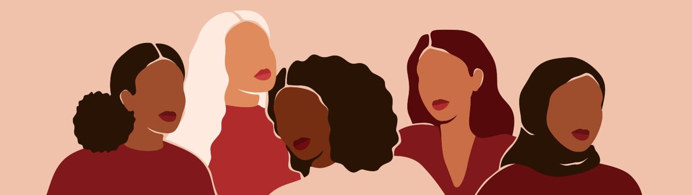 Decorative illustration of several women.